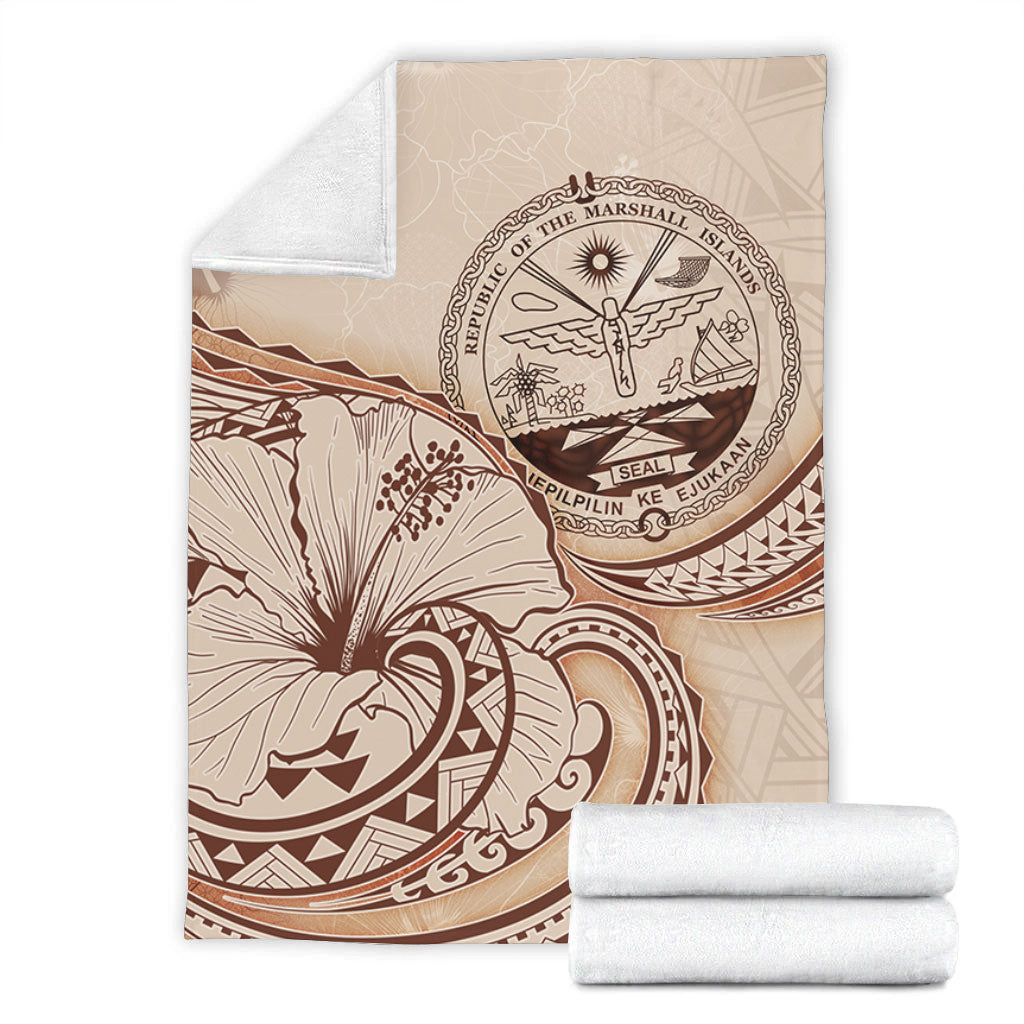 Marshall Islands Premium Blanket Hibiscus Flower Vintage Style