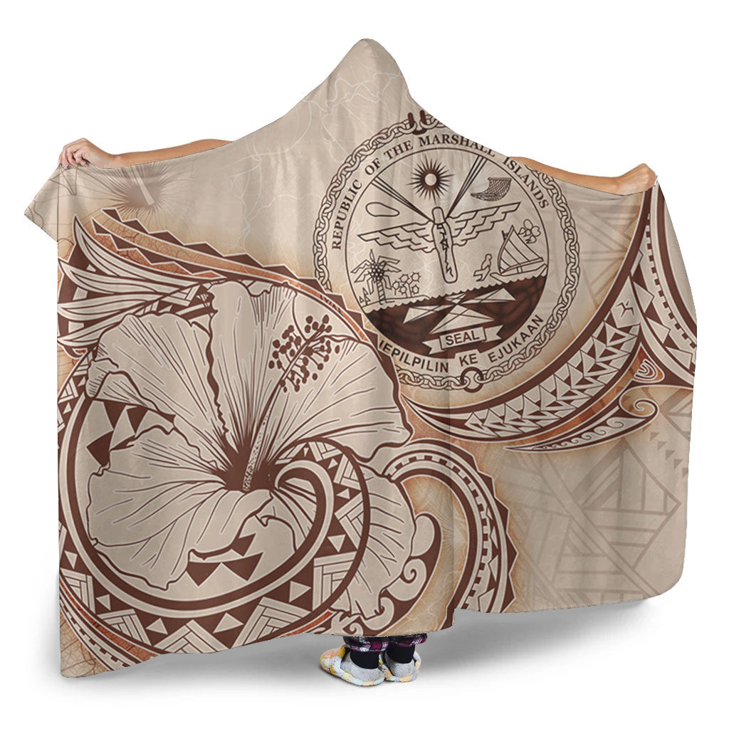 Marshall Islands Hooded Blanket Hibiscus Flower Vintage Style