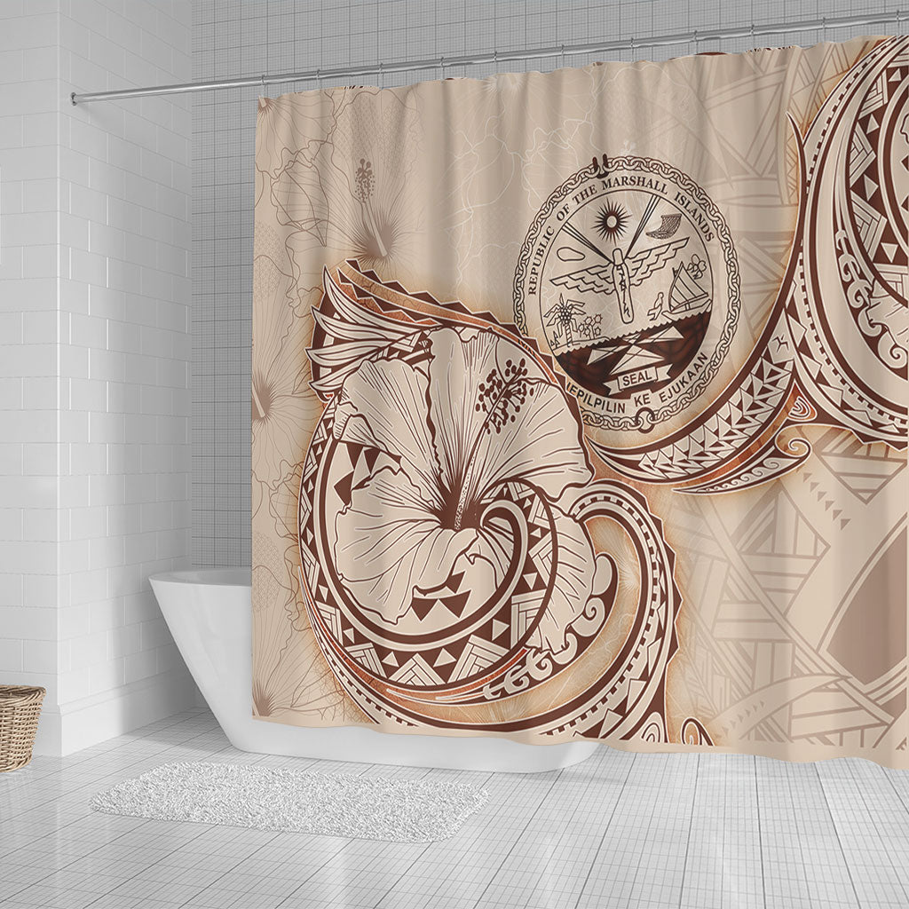 Marshall Islands Shower Curtain Hibiscus Flower Vintage Style