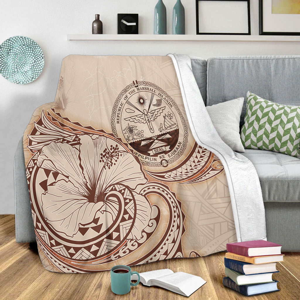 Marshall Islands Premium Blanket Hibiscus Flower Vintage Style