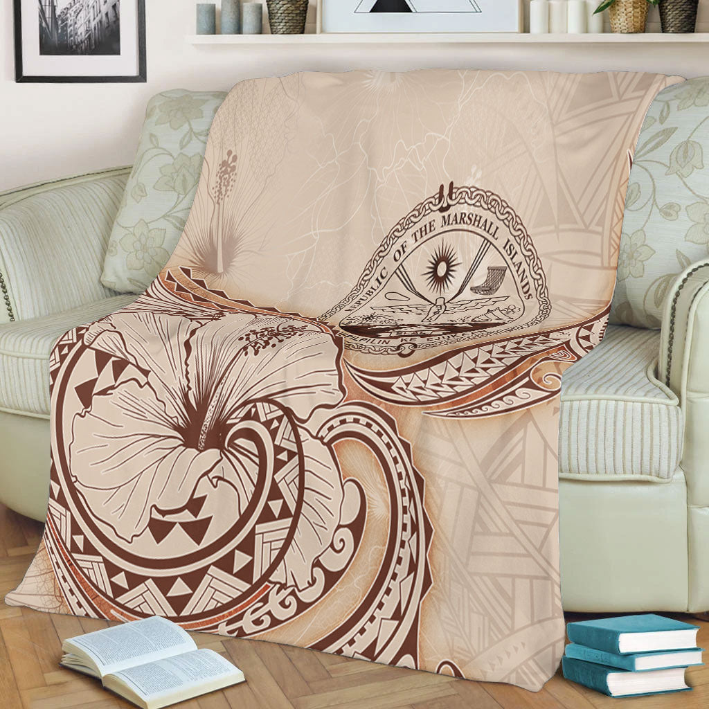 Marshall Islands Premium Blanket Hibiscus Flower Vintage Style