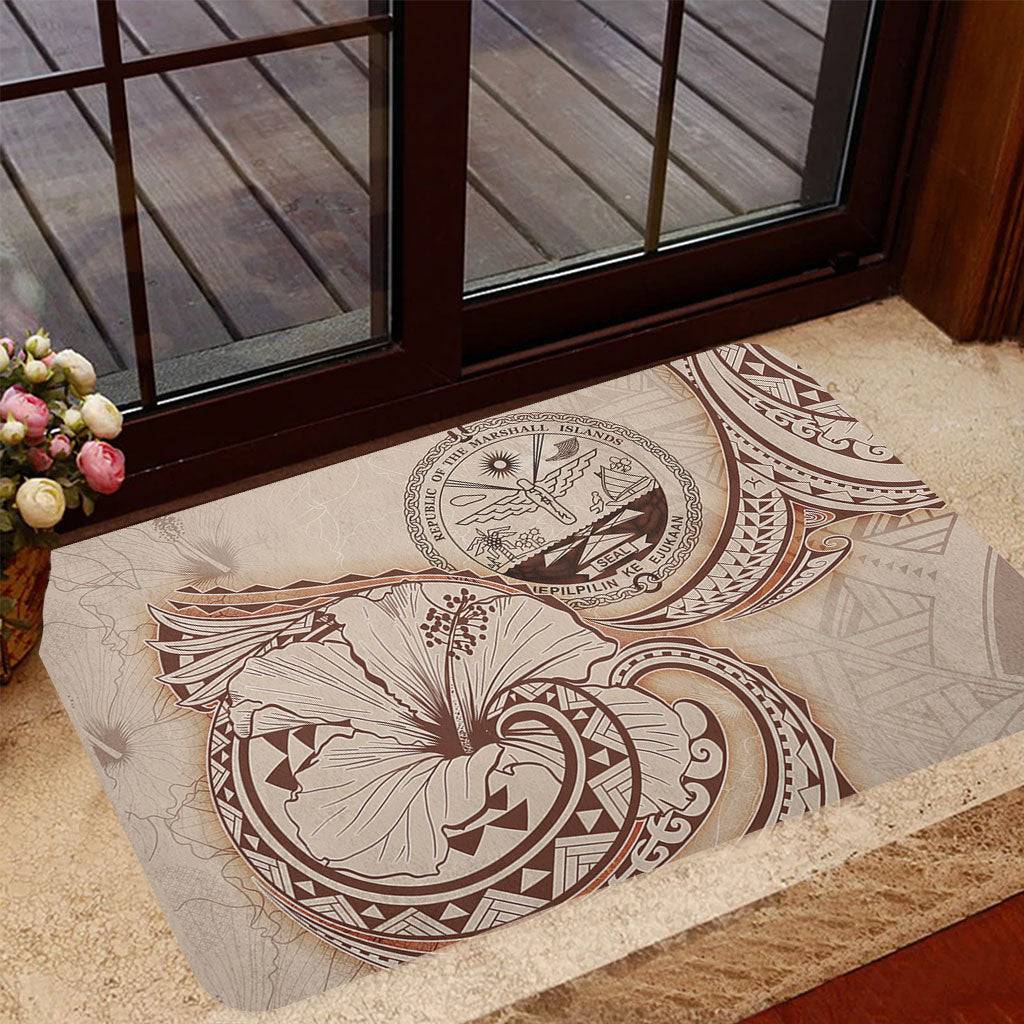 Marshall Islands Door Mat Hibiscus Flower Vintage Style