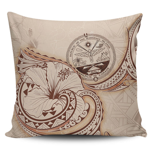 Marshall Islands Pillow Cover Hibiscus Flower Vintage Style