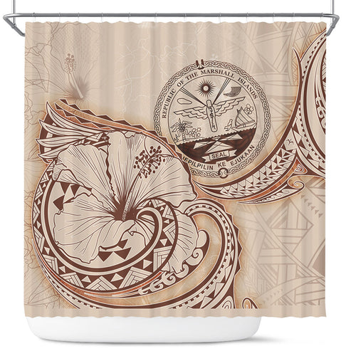 Marshall Islands Shower Curtain Hibiscus Flower Vintage Style