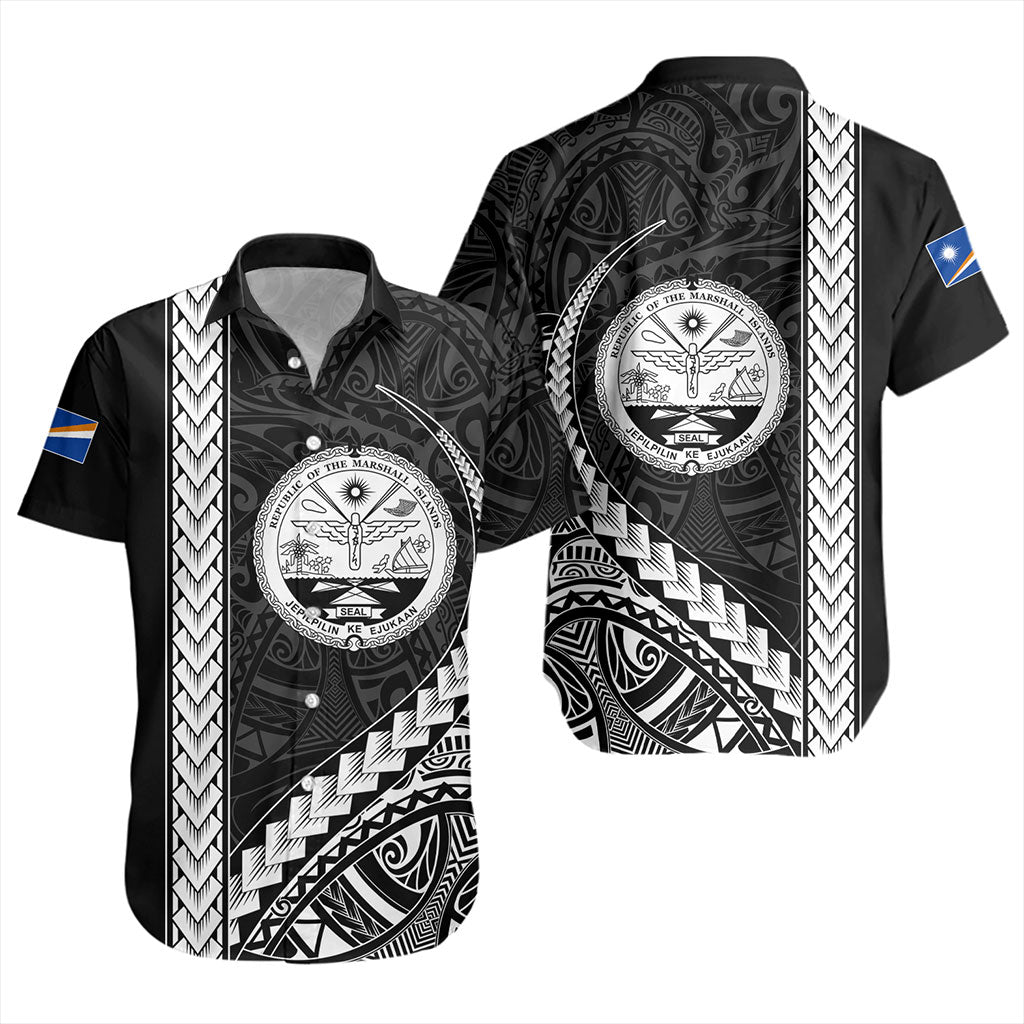 Marshall Islands Short Sleeve Shirt Tribal Micronesian Coat Of Arms