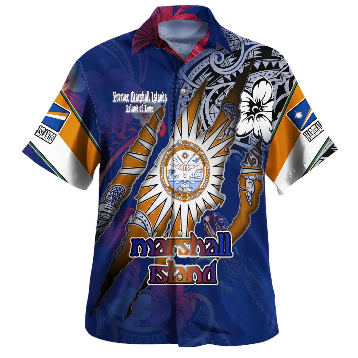 Palau Hawaiian Shirt Custom Palauan Blood Inside Me Polynesian Sleeve Tattoo Tropical Blue