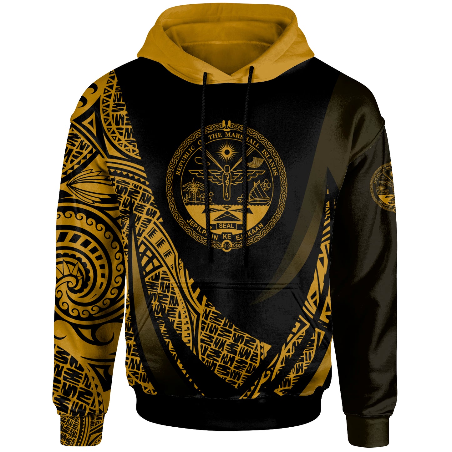 Marshall Hoodie - Gold Polynesian Patterns Sport Style