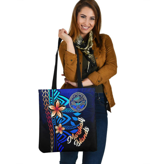 Marshall Islands Crest Custom Personalised Tote Bag Blue Vintage Tribal Mountain