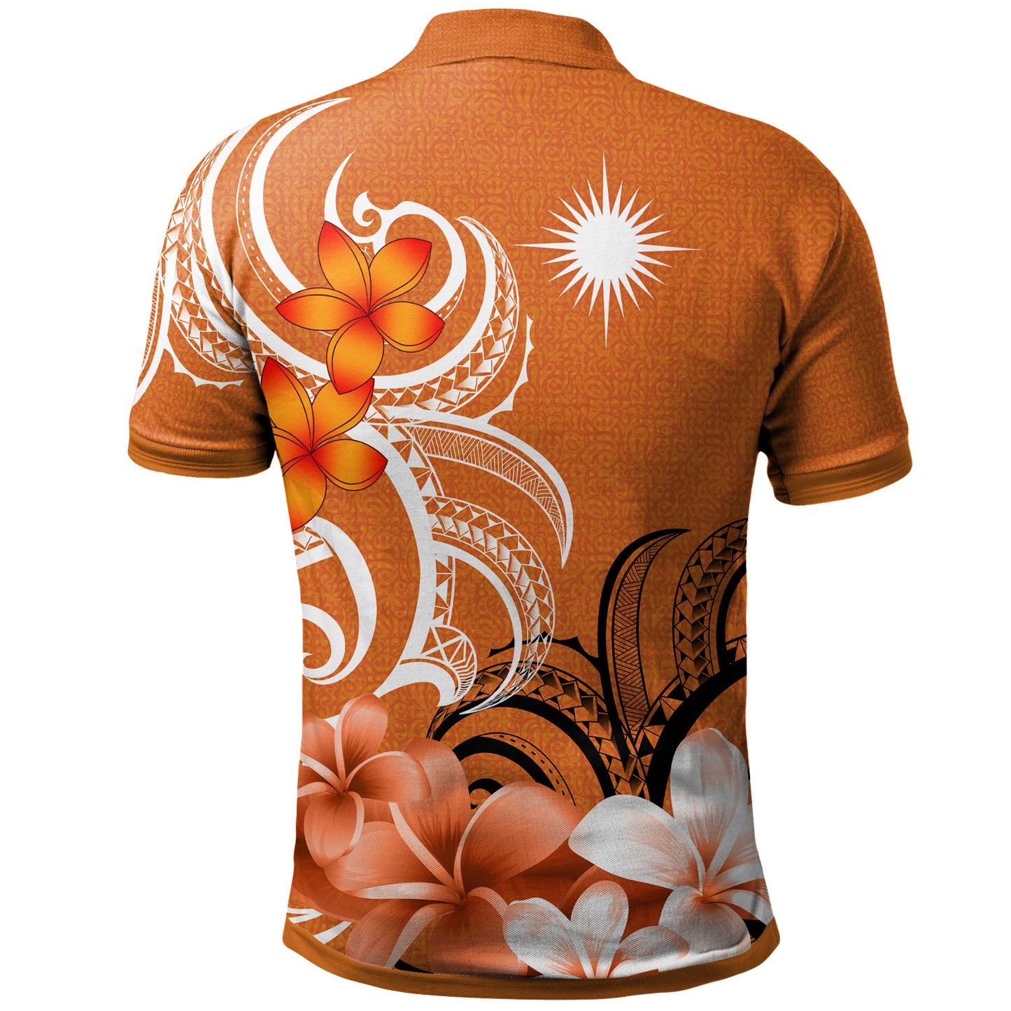 Marshall Islands Polo Shirt Custom Personalised Floral Spirit Orange