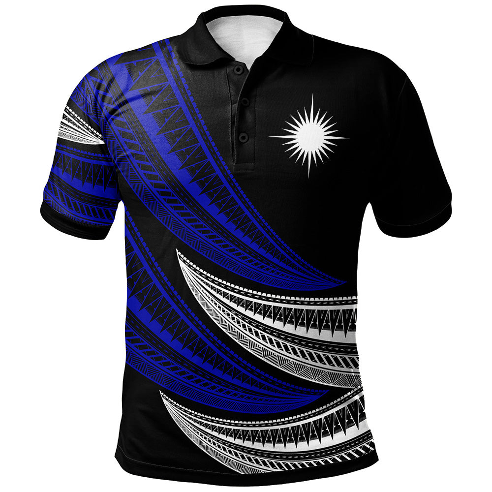 Marshall Islands Custom Personalised Polo Shirt - Wave Pattern Alternating