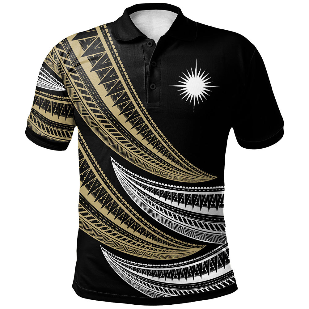 Marshall Islands Custom Personalised Polo Shirt - Wave Pattern Alternating