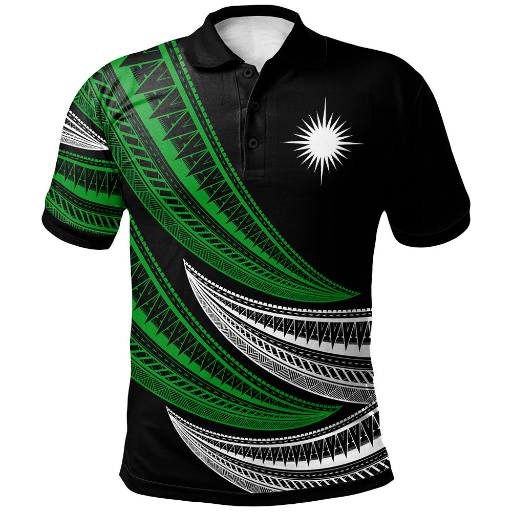 Marshall Islands Custom Personalised Polo Shirt - Wave Pattern Alternating