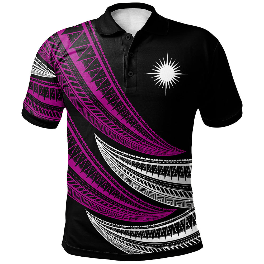 Marshall Islands Custom Personalised Polo Shirt - Wave Pattern Alternating