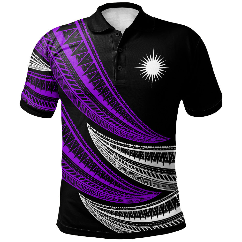Marshall Islands Custom Personalised Polo Shirt - Wave Pattern Alternating