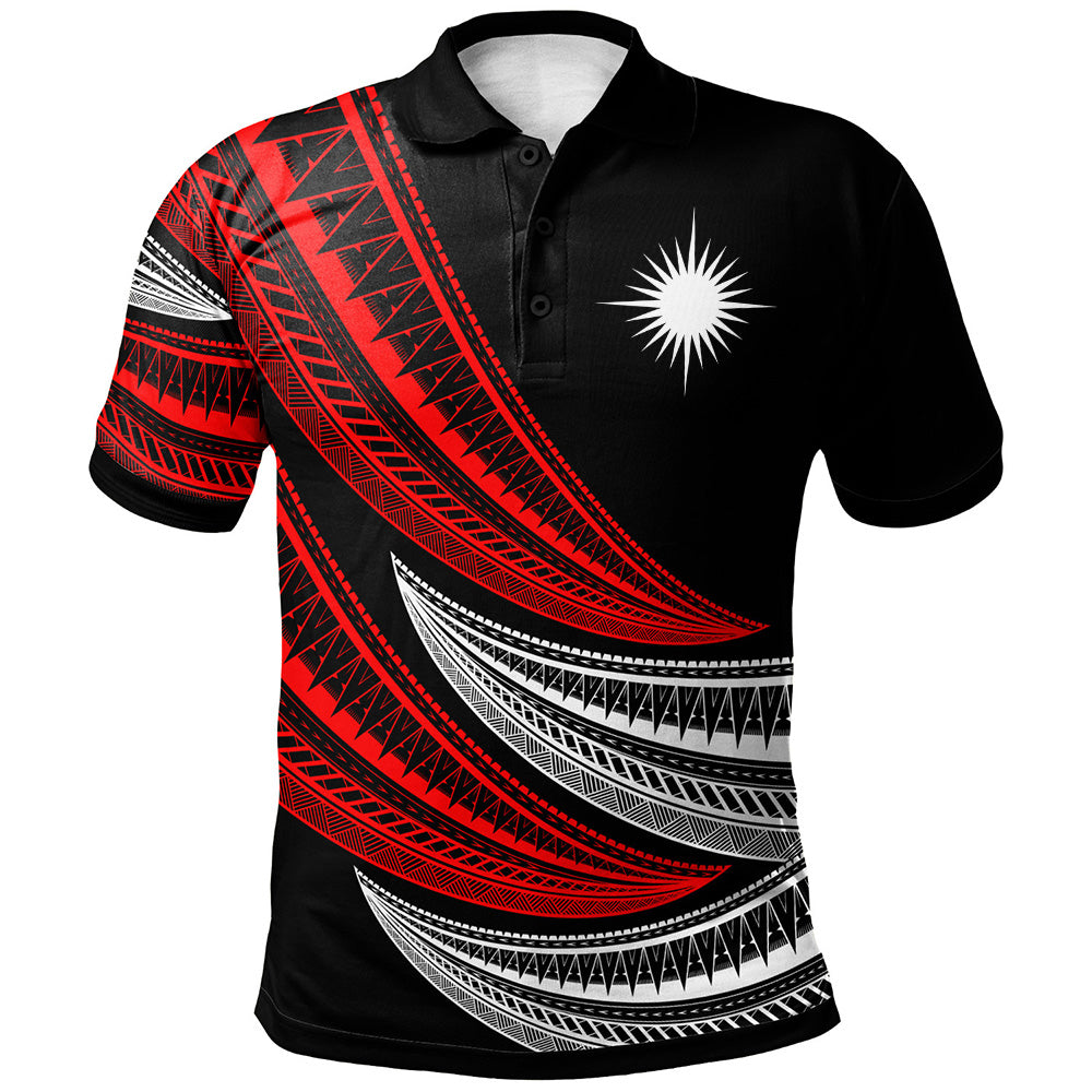 Marshall Islands Custom Personalised Polo Shirt - Wave Pattern Alternating