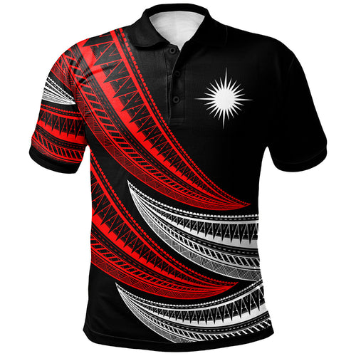 Marshall Islands Custom Personalised Polo Shirt - Wave Pattern Alternating