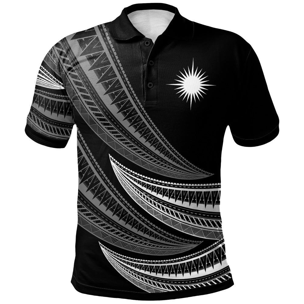 Marshall Islands Custom Personalised Polo Shirt - Wave Pattern Alternating