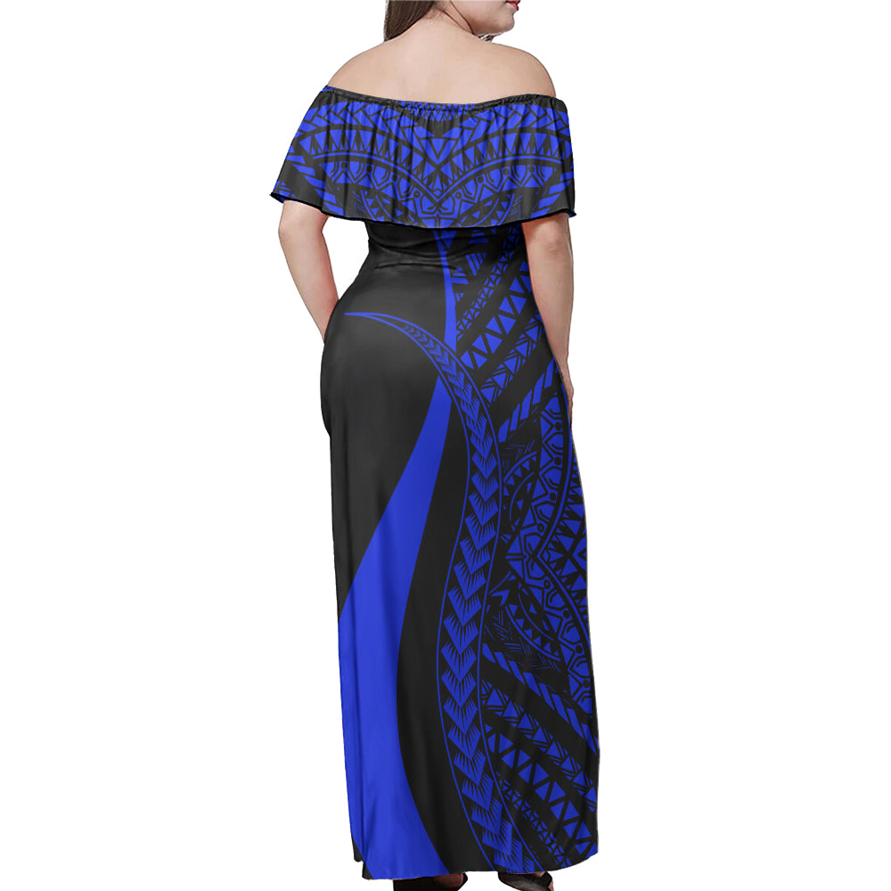 Marshall Islands Custom Personalised Woman Off Shoulder Long Dress Micronesian Tentacle Tribal Pattern