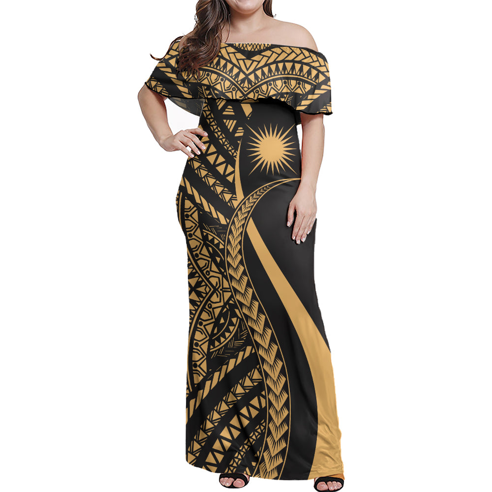 Marshall Islands Custom Personalised Woman Off Shoulder Long Dress Micronesian Tentacle Tribal Pattern