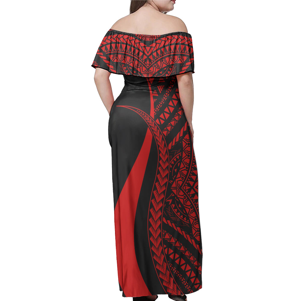 Marshall Islands Custom Personalised Woman Off Shoulder Long Dress Micronesian Tentacle Tribal Pattern