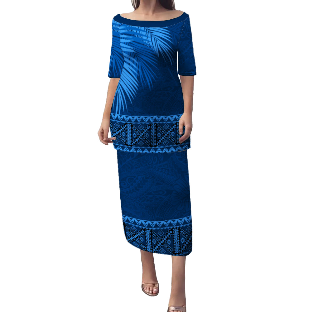 Samoa Combo Puletasi And Shirt Masi Dobby Fabric Leaves