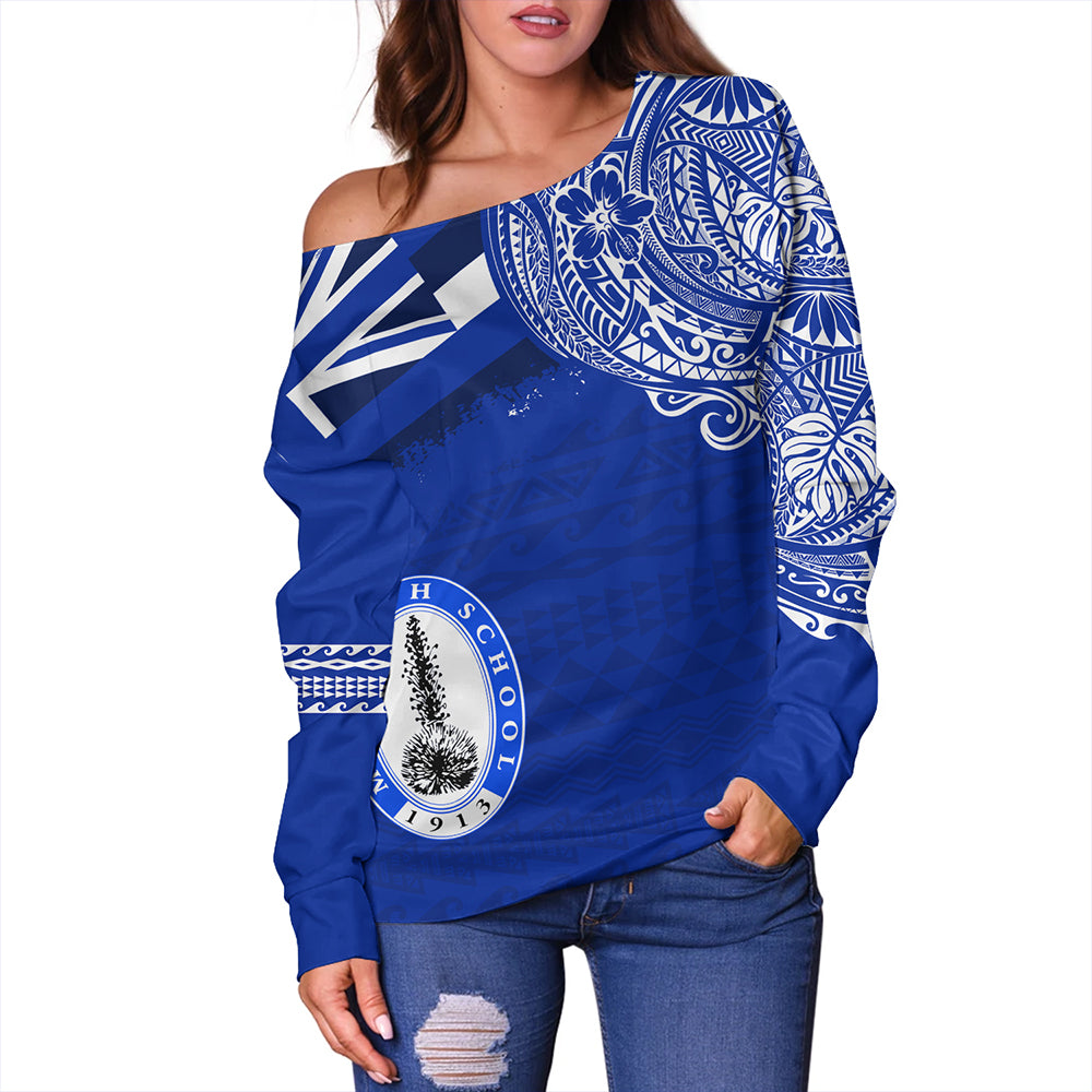Hawaii Off Shoulder Sweatshirt Maui High School With Crest Style