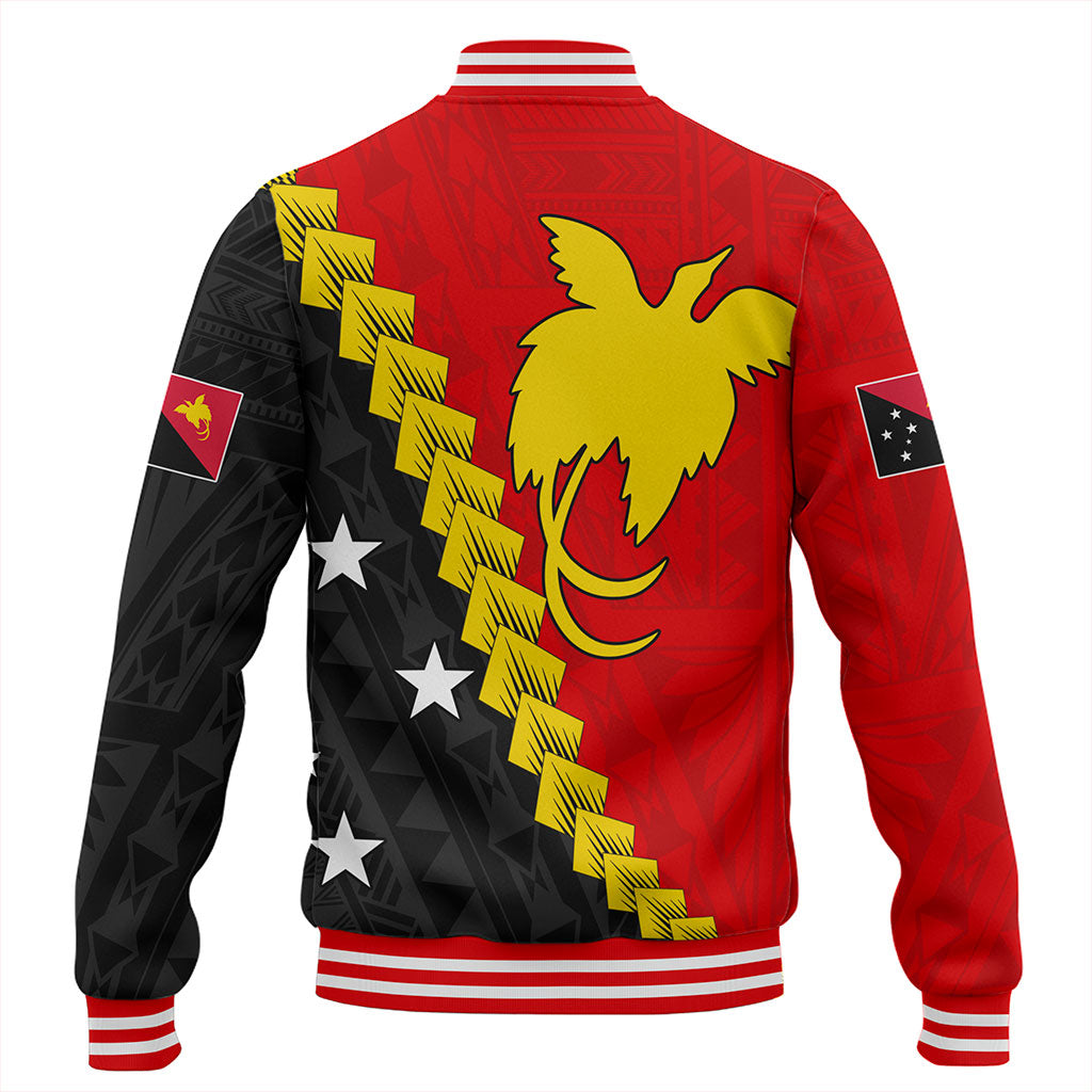 Papua New Guinea Baseball Jacket Melanesia With Flag Tribal Tattoo