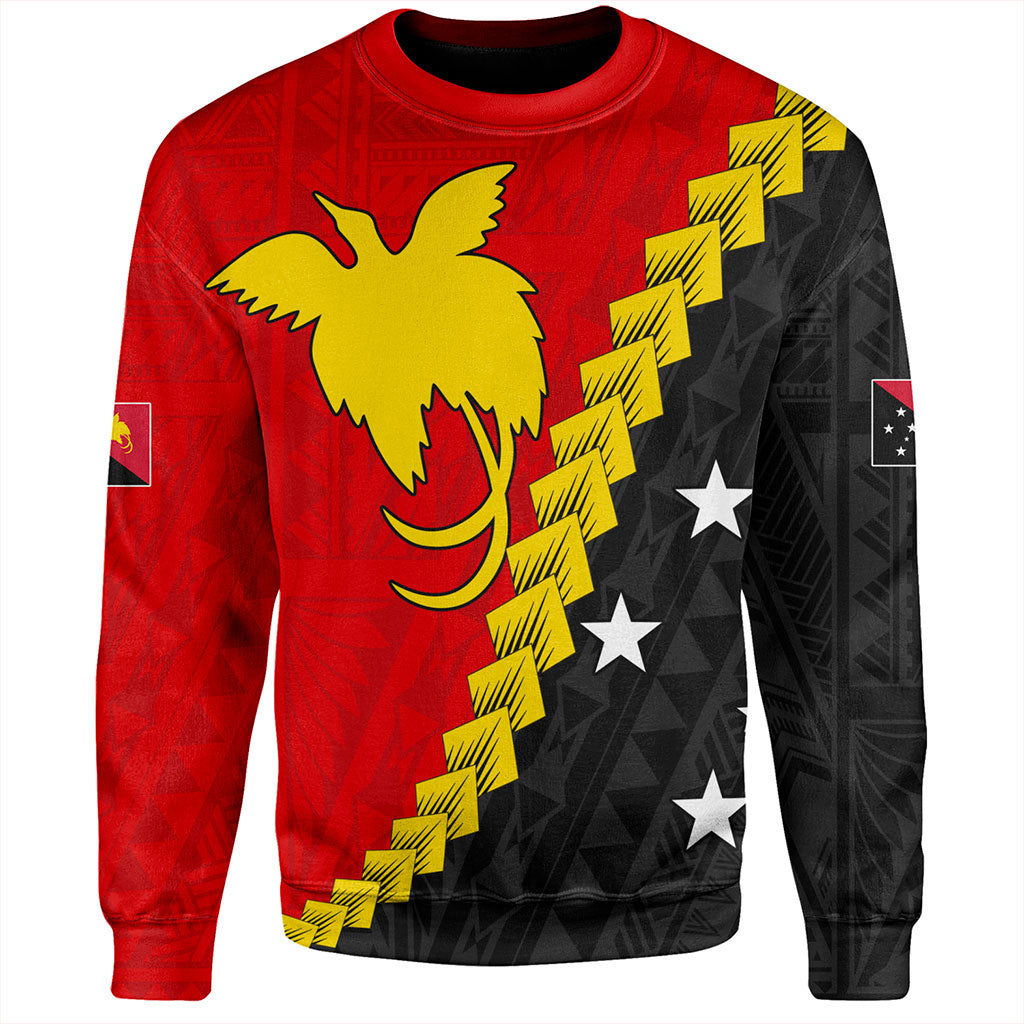 Papua New Guinea Sweatshirt Melanesia With Flag Tribal Tattoo