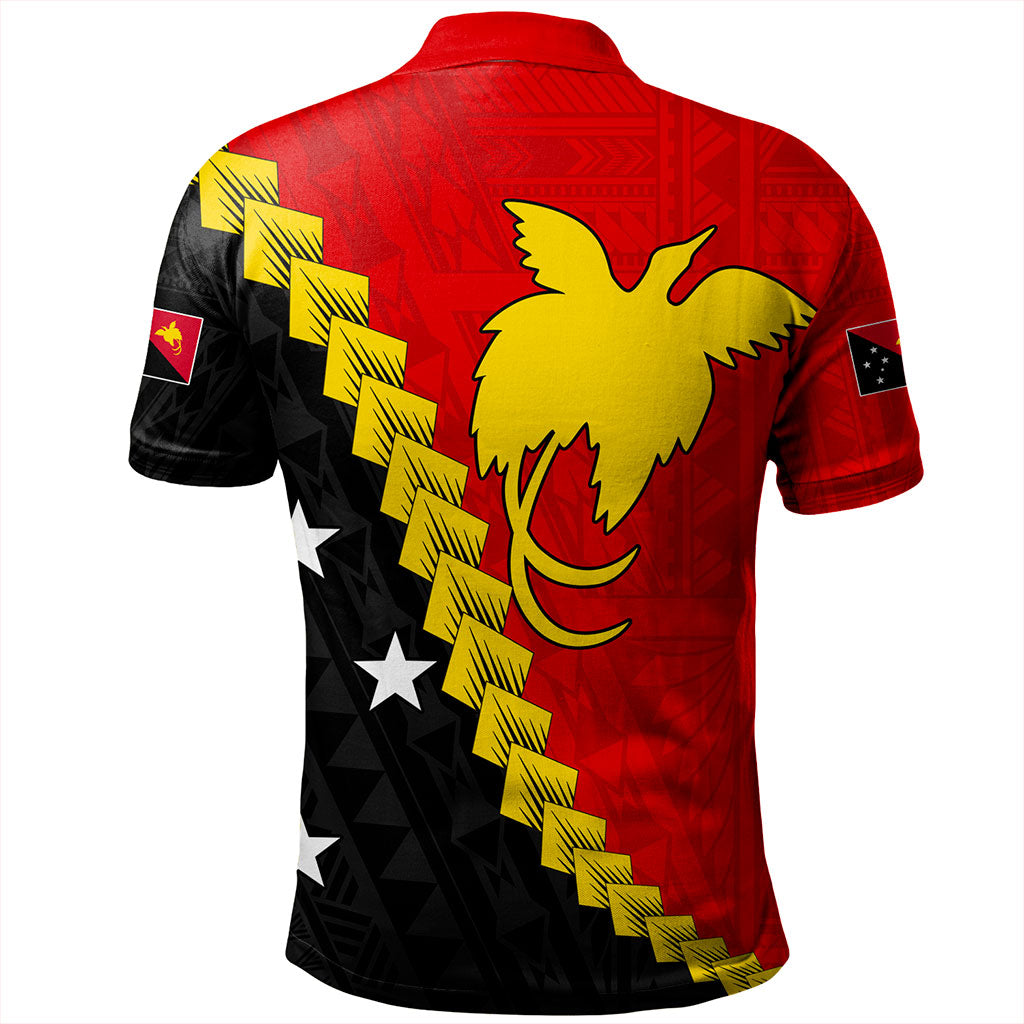 Papua New Guinea Polo Shirt Melanesia With Flag Tribal Tattoo