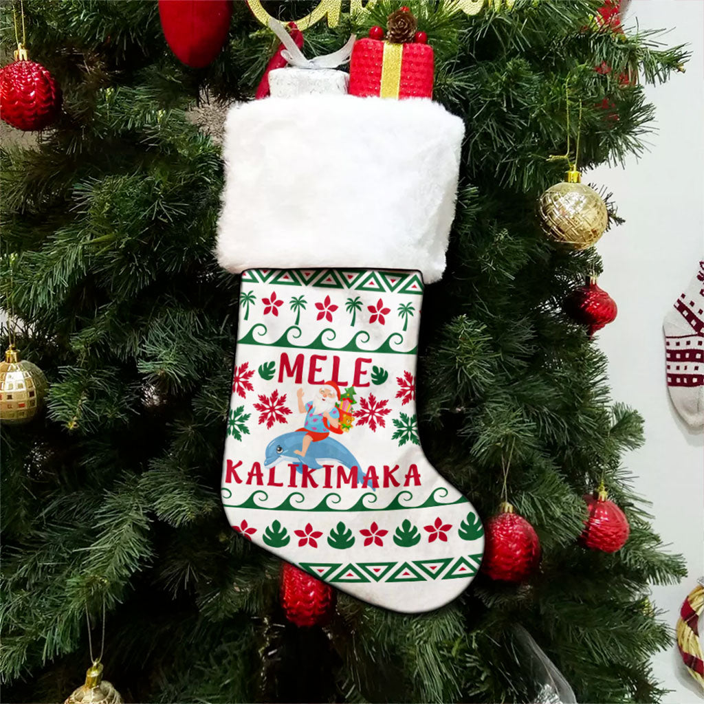 Hawaii Christmas Stocking Mele Kalikimaka Polynesian Pattern Christmas Dolphine Santa