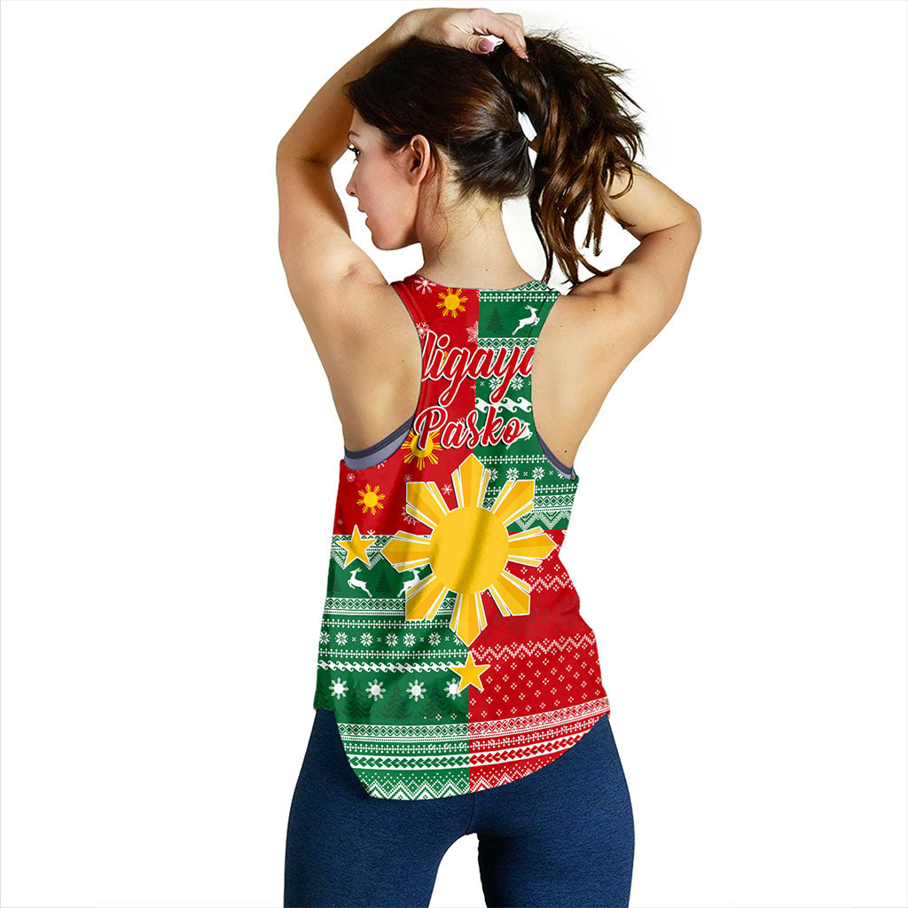 Philippines Filipinos Women Tank Merry Christmas Pattern Sun Style