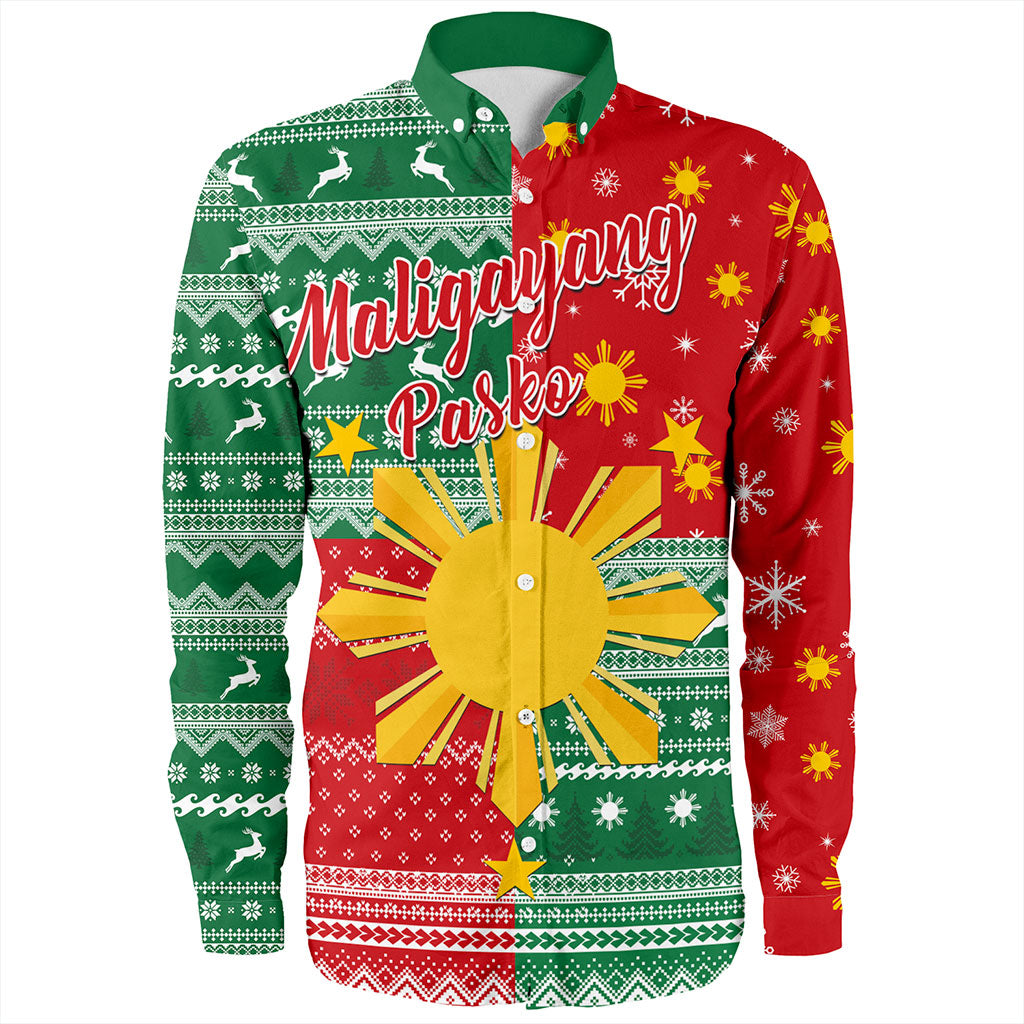 Philippines Filipinos Long Sleeve Shirt Merry Christmas Pattern Sun Style