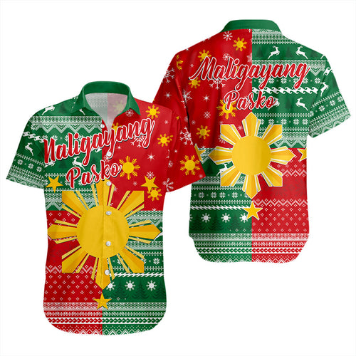 Philippines Filipinos Short Sleeve Shirt Merry Christmas Pattern Sun Style
