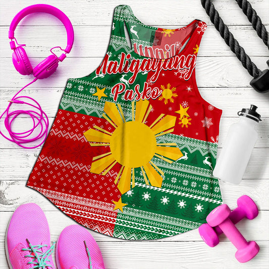 Philippines Filipinos Women Tank Merry Christmas Pattern Sun Style
