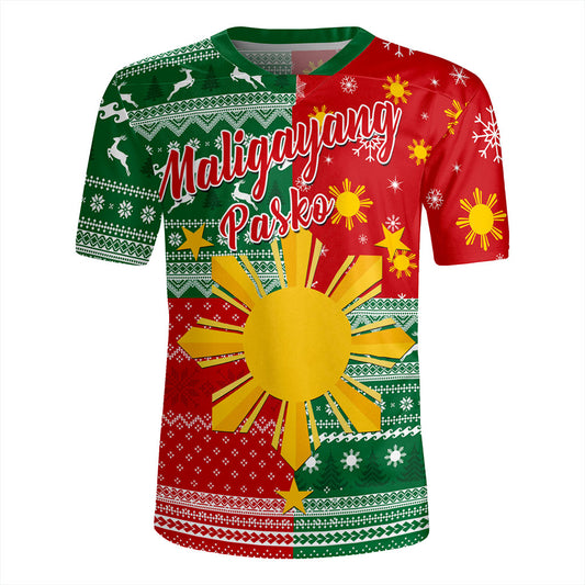 Philippines Filipinos Rugby Jersey Merry Christmas Pattern Sun Style