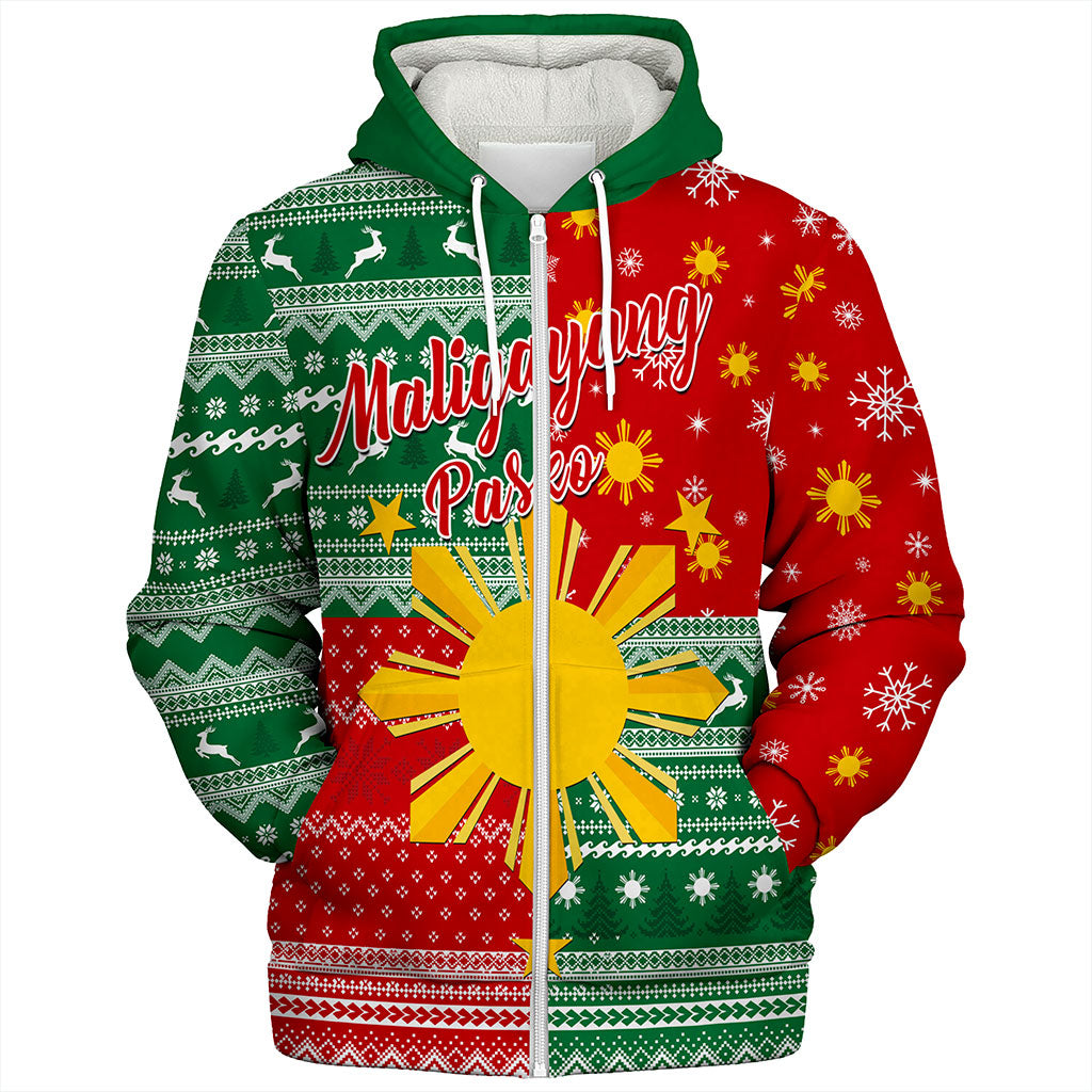 Philippines Filipinos Sherpa Hoodie Merry Christmas Pattern Sun Style