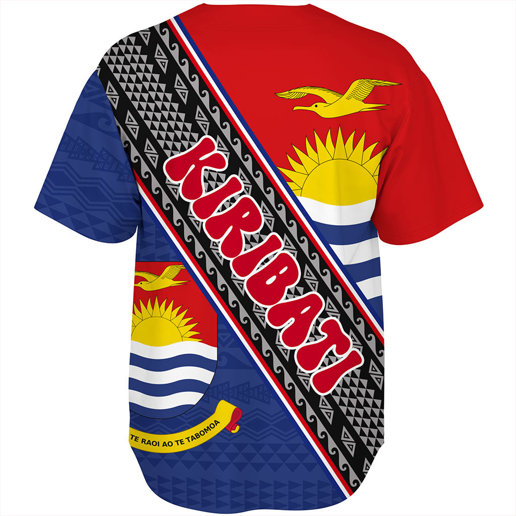 Kiribati Baseball Shirt Micronesia Flag And Coat Of Arms