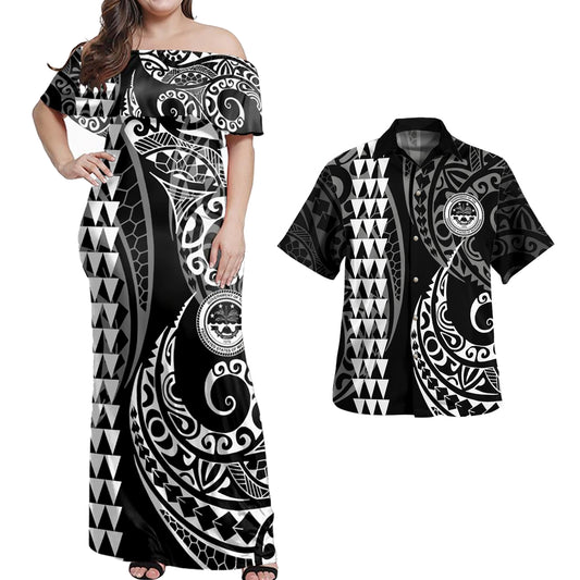 Federated States Of Micronesia Combo Dress And Shirt Coat Of Arms Kakau Style White