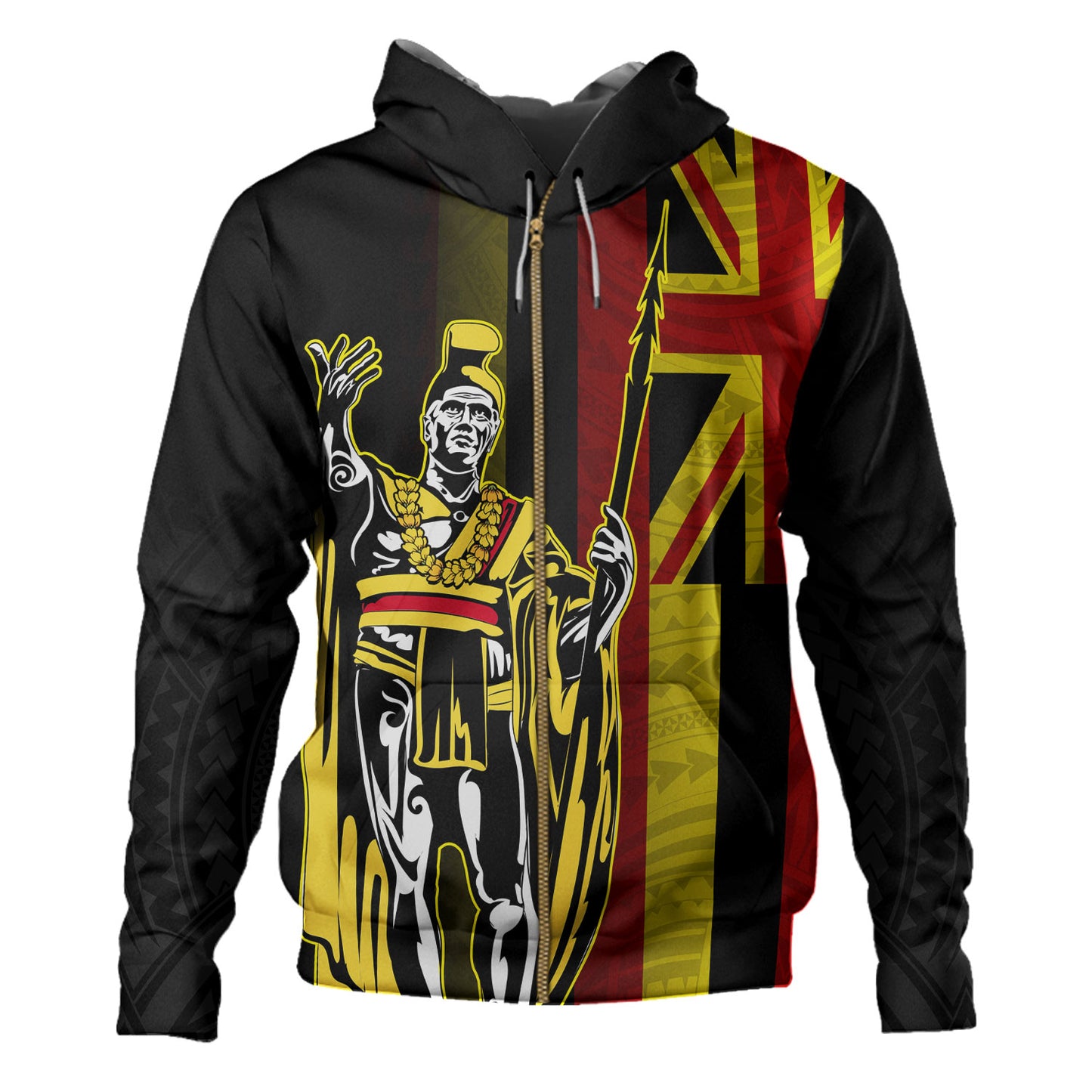 Hawaii Hoodie King Kamehameha Gold Flag Island Royalty Style