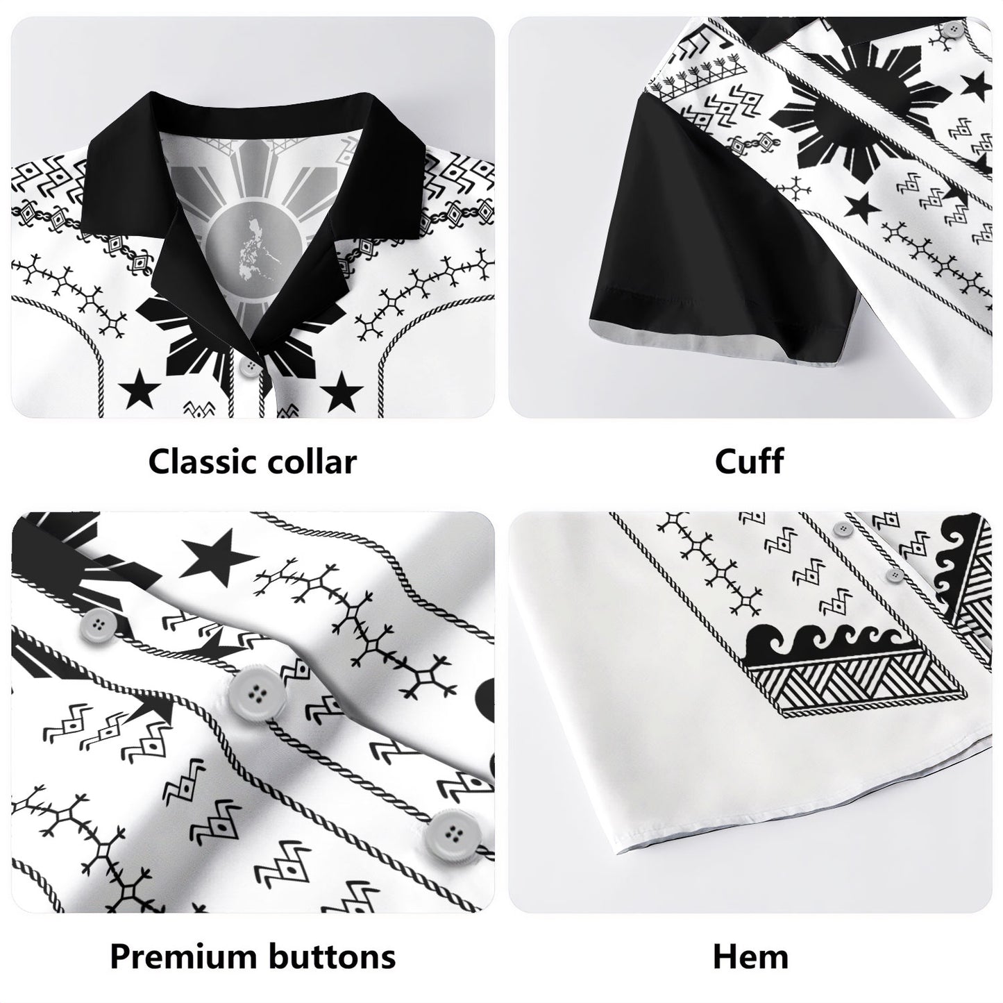 Philippines Filipinos Hawaiian Shirt Sun Tattoo Motifs Designs