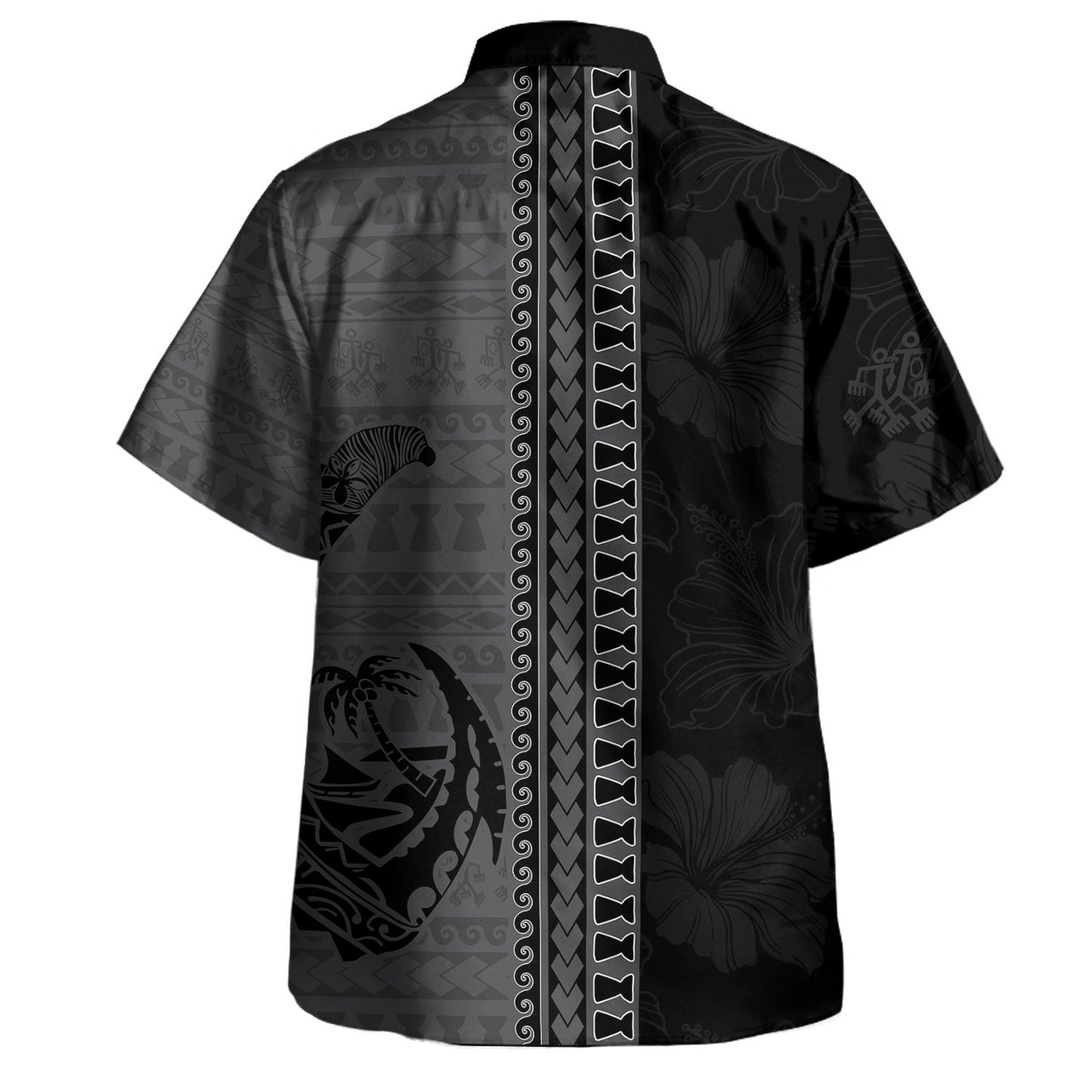 Guam Hawaiian Shirt Chamorro Black Monochrome Tribal