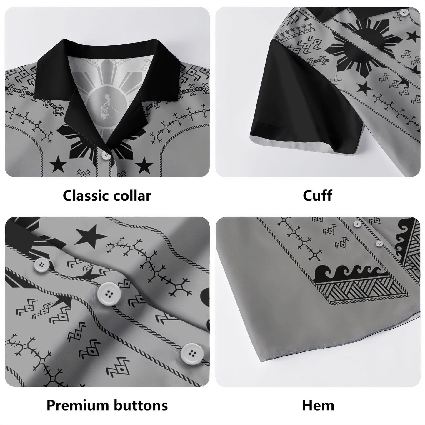 Philippines Filipinos Hawaiian Shirt Sun Tattoo Motifs Designs