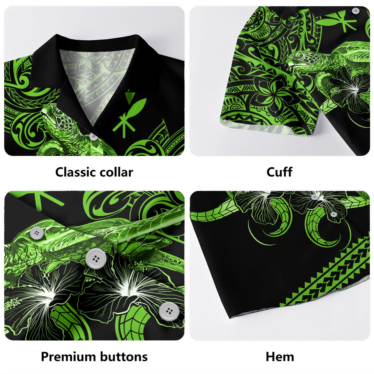 Hawaii Hawaiian Shirt Polynesia Tribal Kanaka Sea Turtle Hibiscus Flower