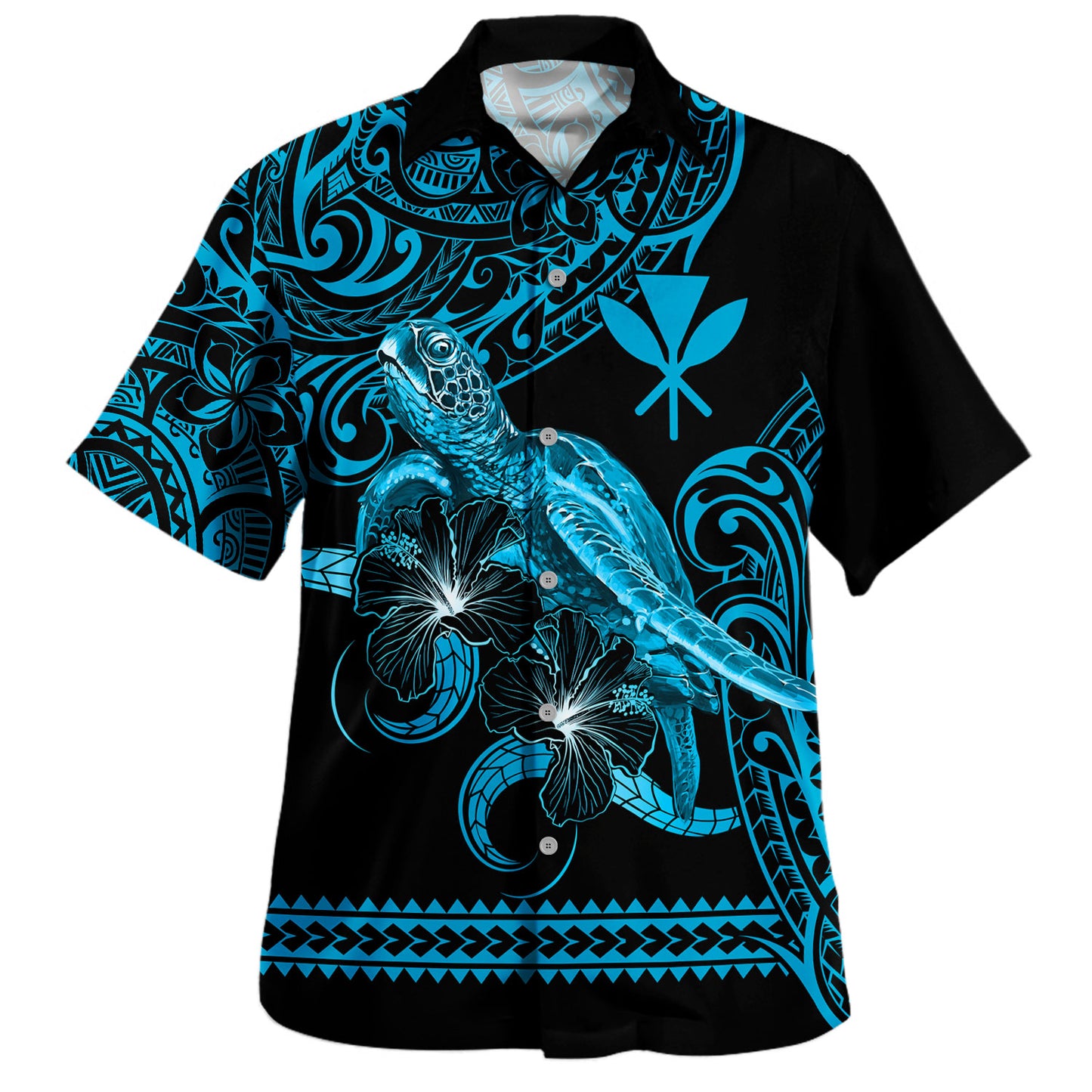 Hawaii Hawaiian Shirt Polynesia Tribal Kanaka Sea Turtle Hibiscus Flower