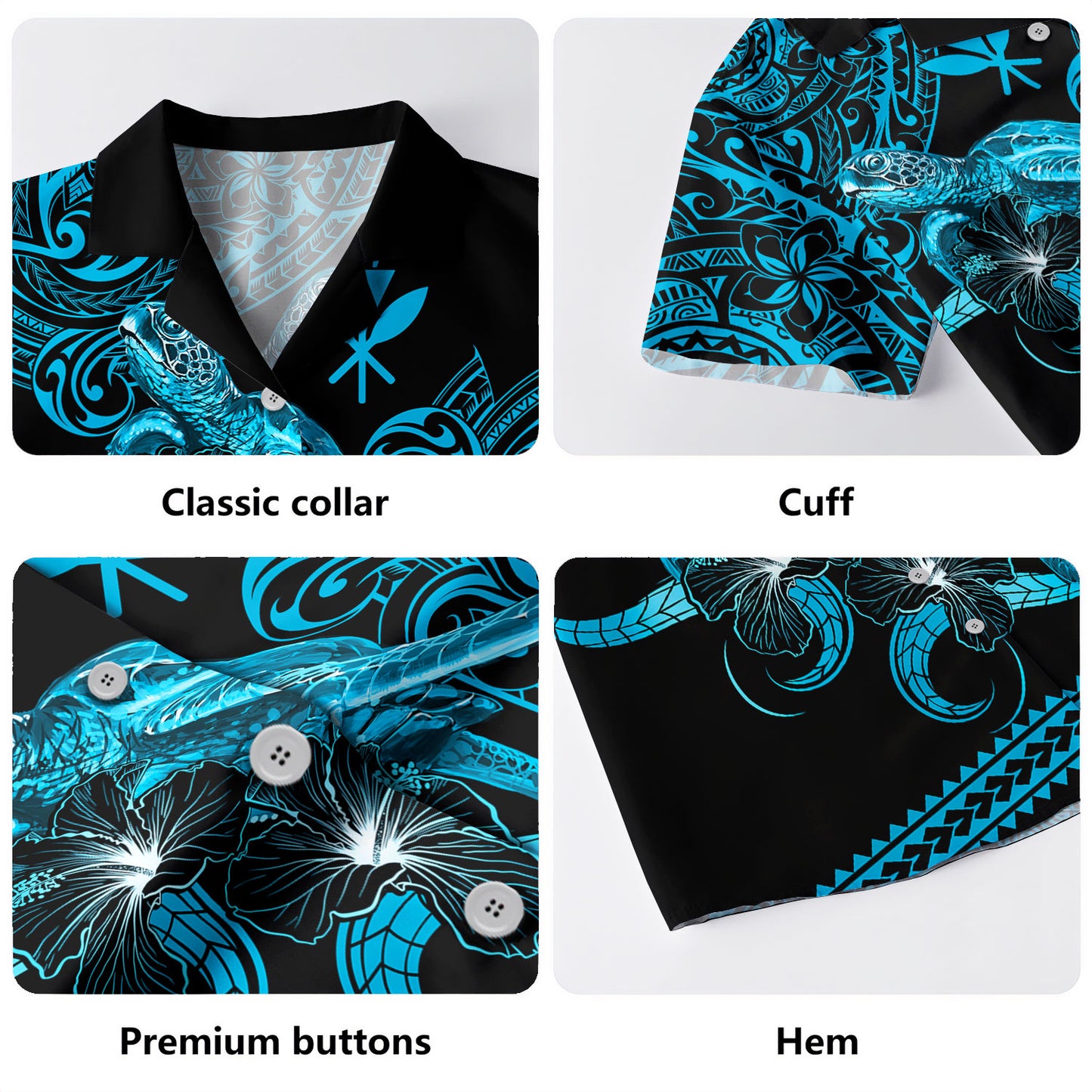 Hawaii Hawaiian Shirt Polynesia Tribal Kanaka Sea Turtle Hibiscus Flower