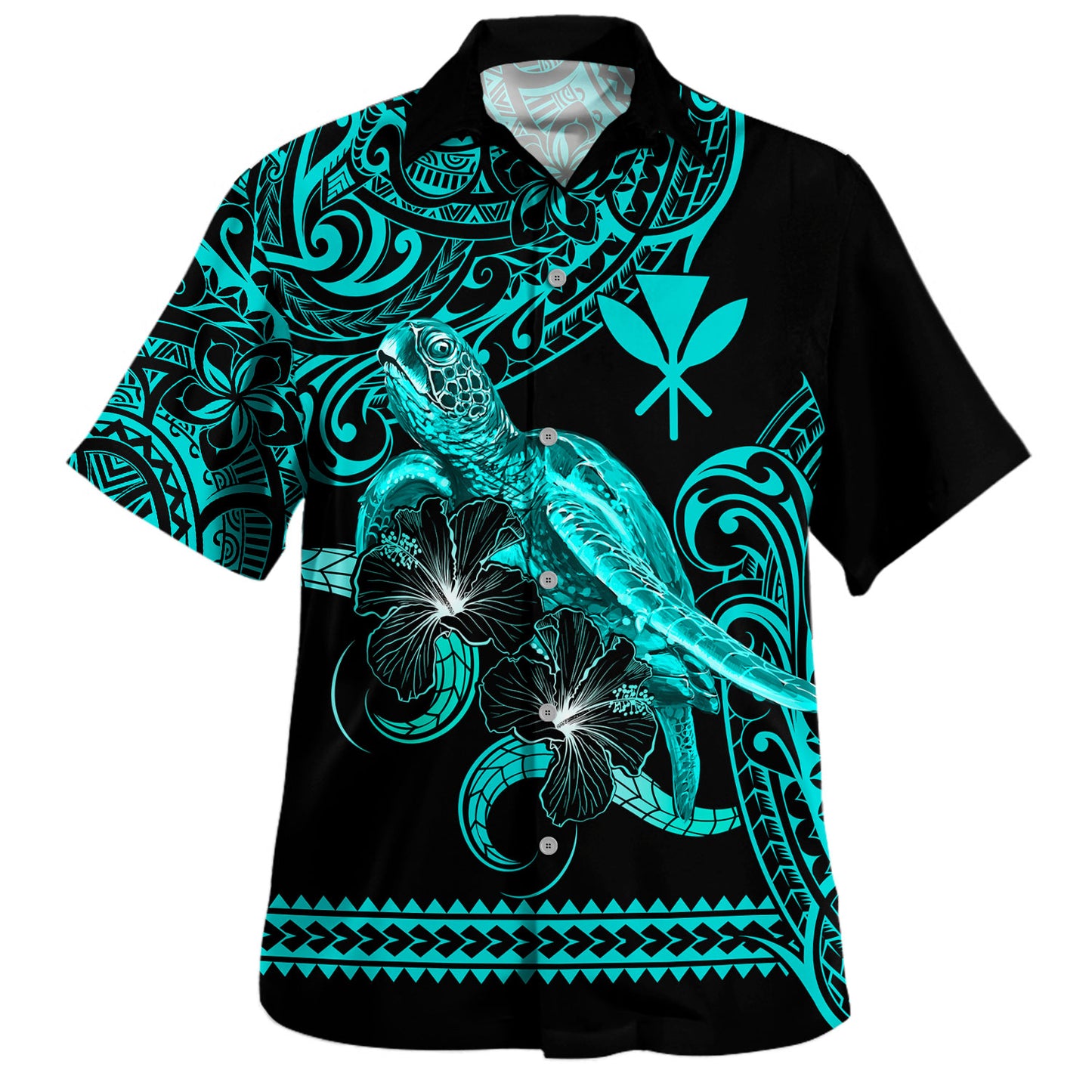 Hawaii Hawaiian Shirt Polynesia Tribal Kanaka Sea Turtle Hibiscus Flower