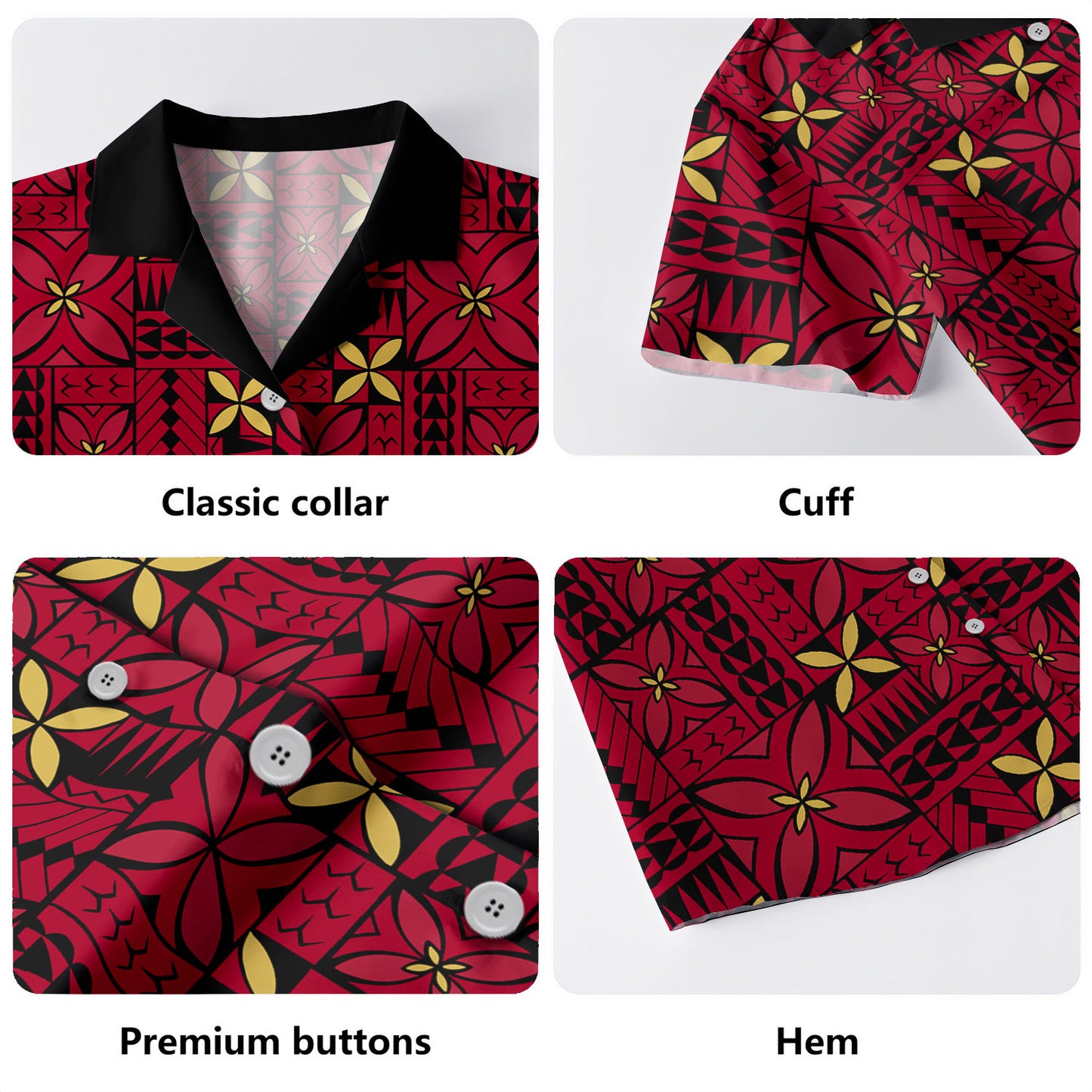 Samoa Combo Puletasi And Shirt Siapo Design Tribal Pattern Red