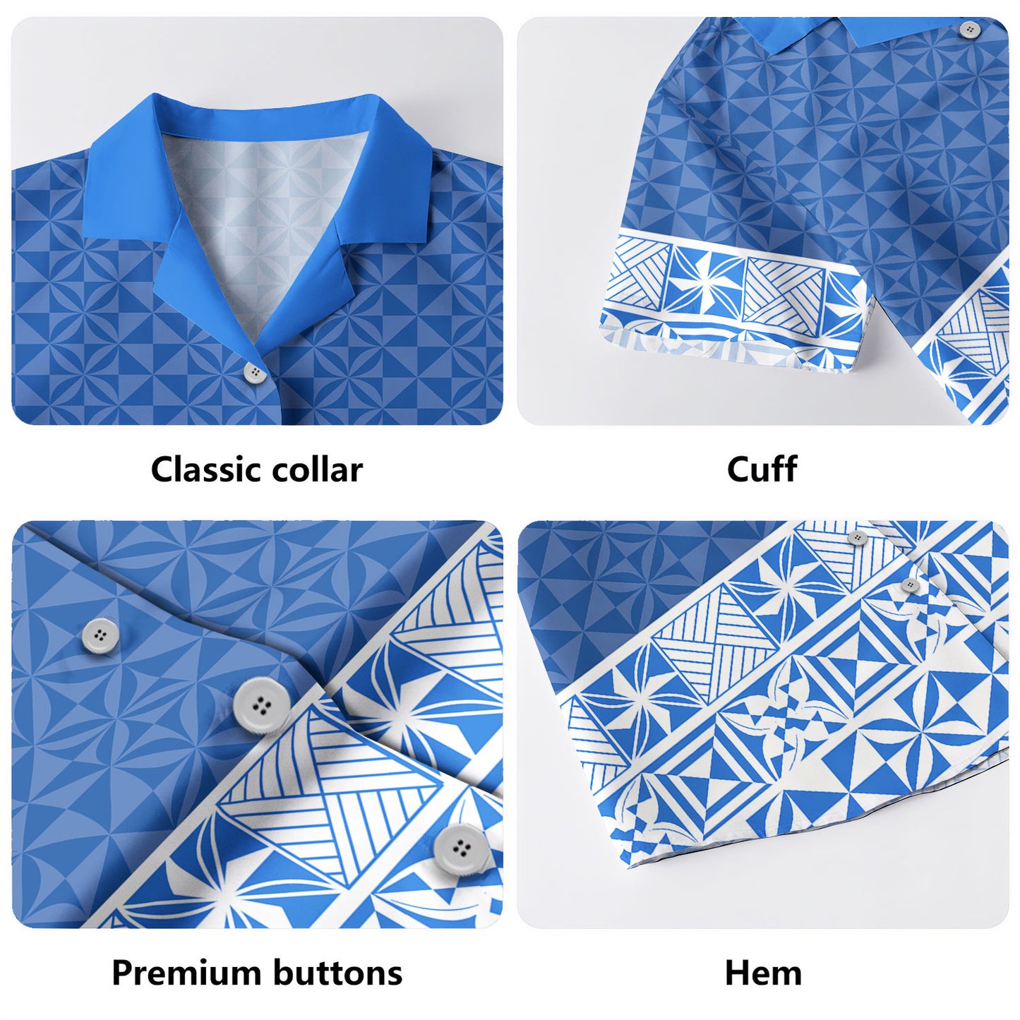 Tonga Combo Puletasi And Shirt Ngatu Style Blue