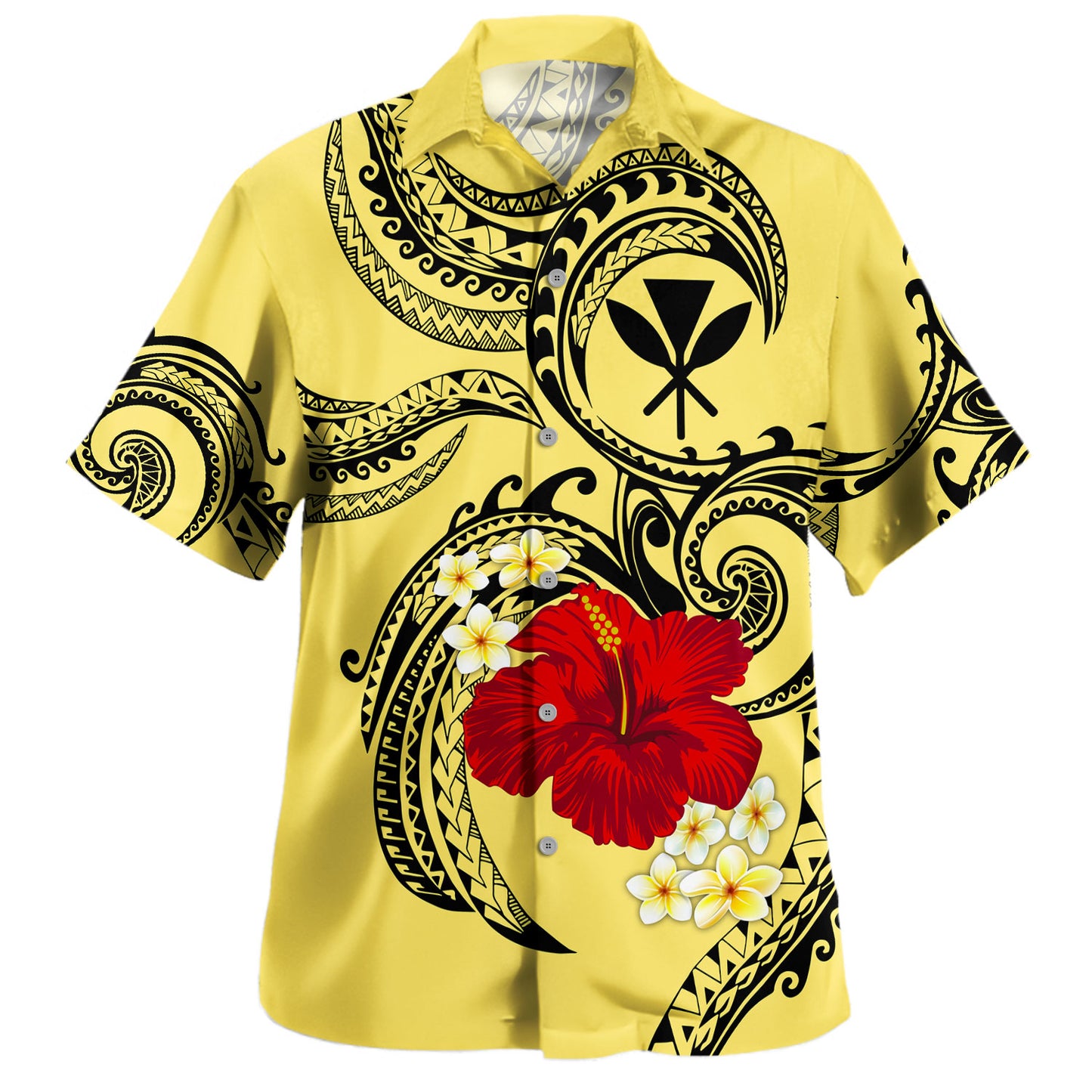 Hawaii Combo Dress And Shirt Polynesian Fabric Flower Tattoo Pattern
