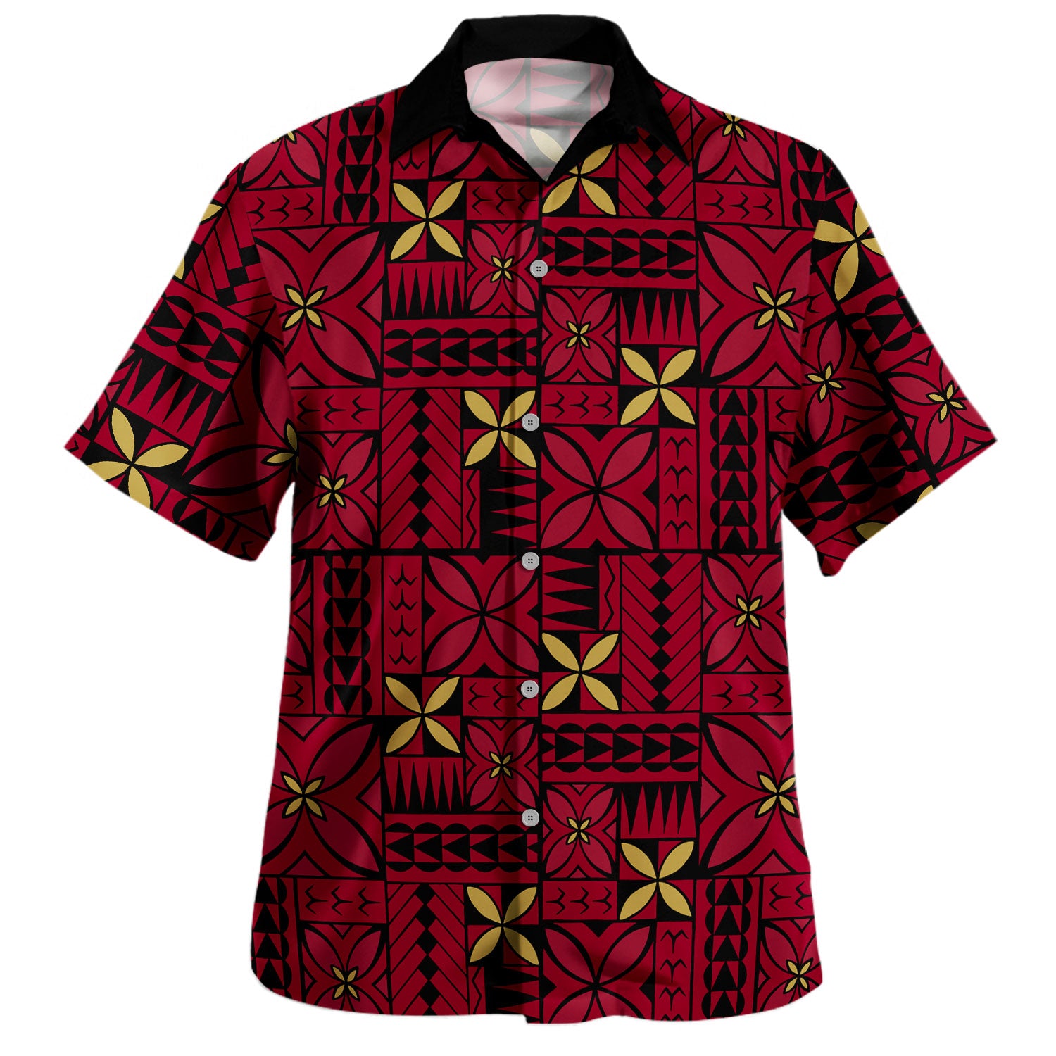 Samoa Hawaiian Shirt Siapo Design Tribal Pattern Red
